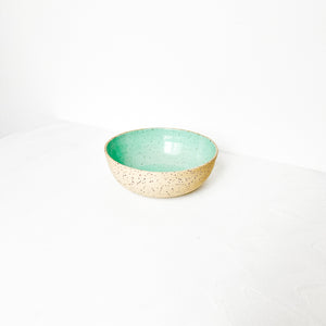 speckled clay bowl green glaze