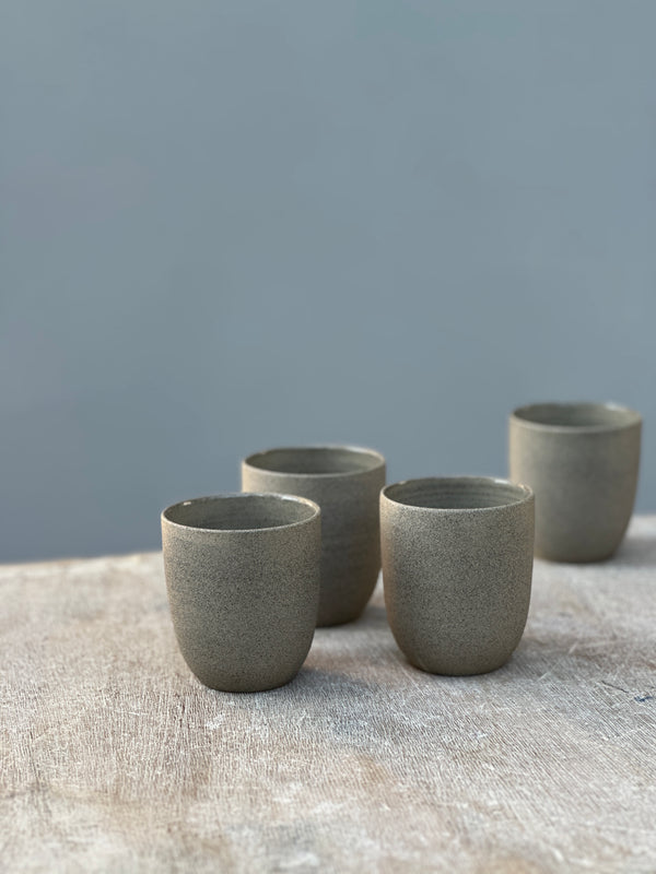 grey cups no handles for a lovely coffee lungo or cappuccino