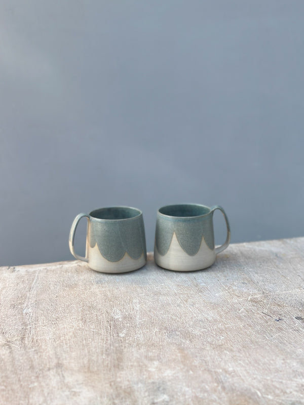 XXL Lazy & Relax mug - 500ml. (16,9 Fl.Oz.) - Grey clay + TealMist with finger marks
