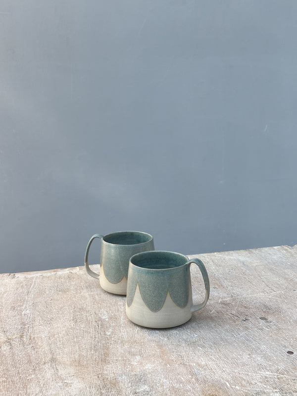 XXL Lazy & Relax mug - 500ml. (16,9 Fl.Oz.) - Grey clay + TealMist with finger marks