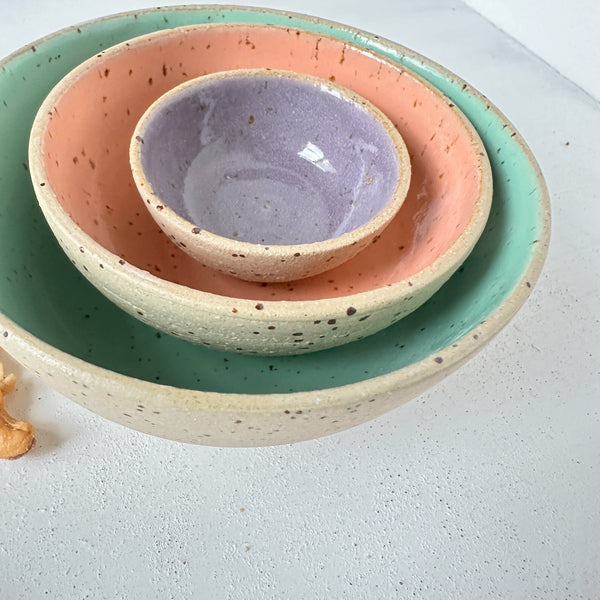 Mini Nesting bowls // Yellow + spots // set of 3