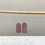 Porcelain earrings - Freckled Flat sided Pill - Purple - long earwire