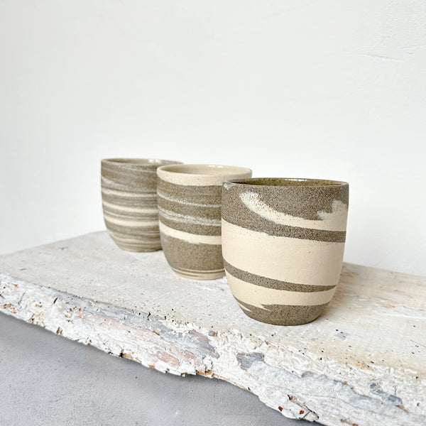 Cafe Lungo cups no handles // Big Marble // Off white + grey speckled