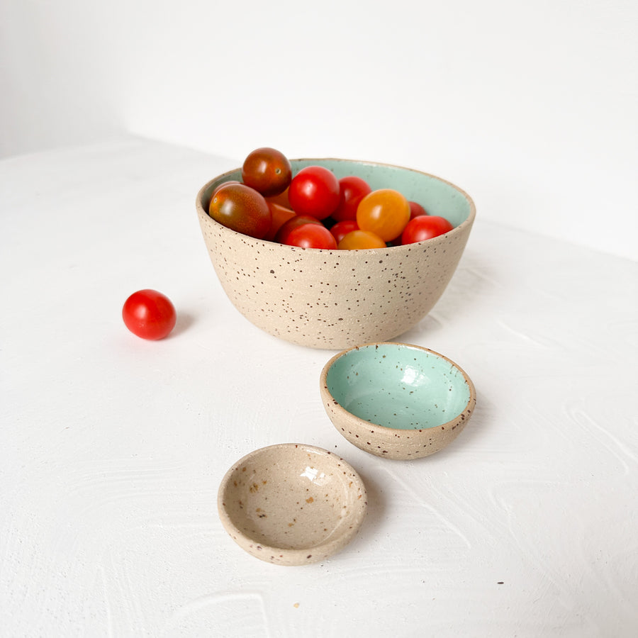 speckled clay bowls handthrown