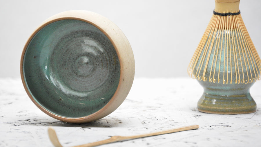 Chawan - Recycled Stoneware + Deep Sea Green glaze #C