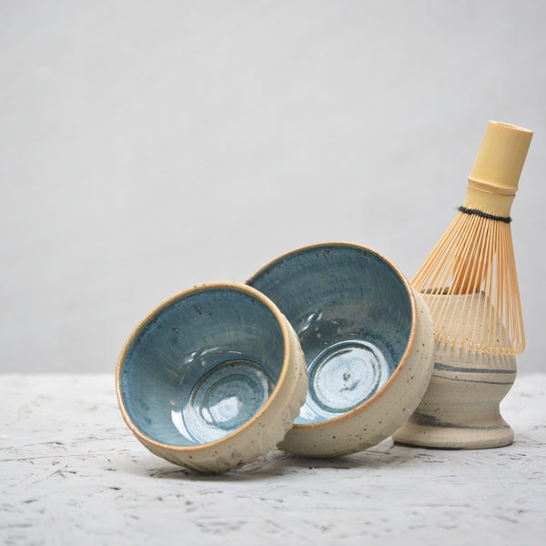 Chawan-SET - Recycled Stoneware + Deep Sea Blue glaze - #E