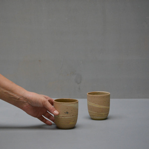 Cafe Lungo cups no handles - Set of 2 -  Marbled - Warm colors