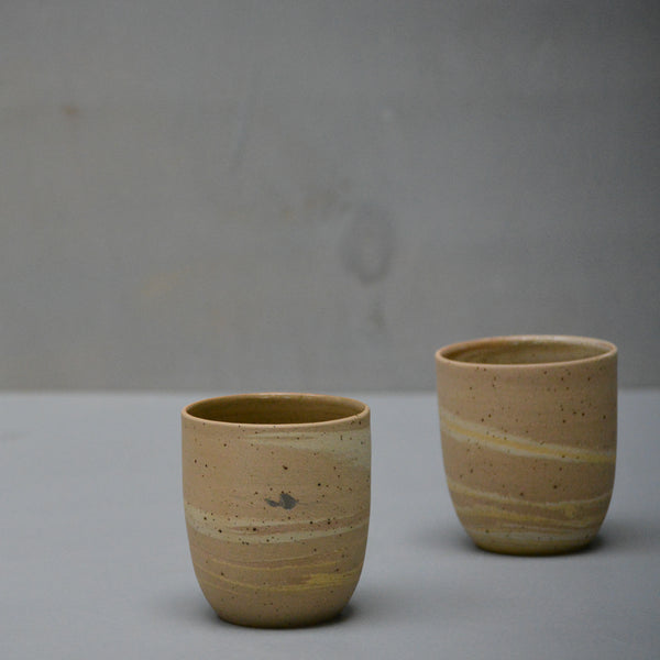 Cafe Lungo cups no handles - Set of 2 -  Marbled - Warm colors