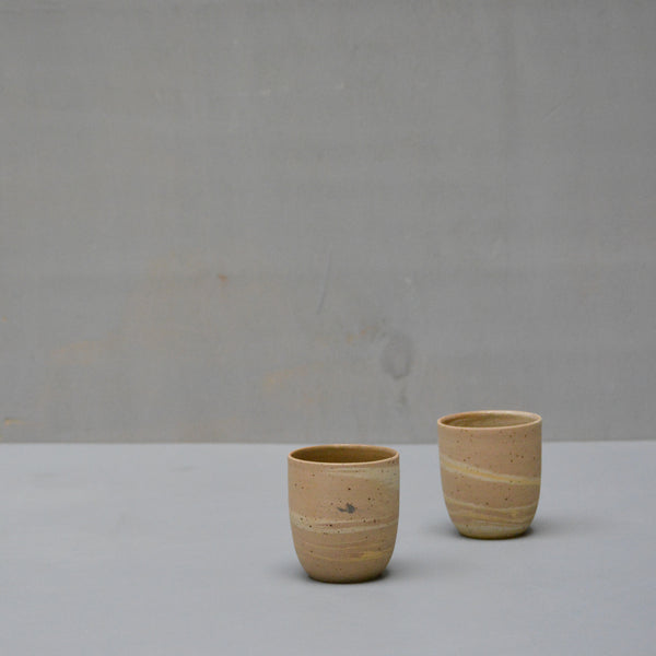 Cafe Lungo cups no handles - Set of 2 -  Marbled - Warm colors