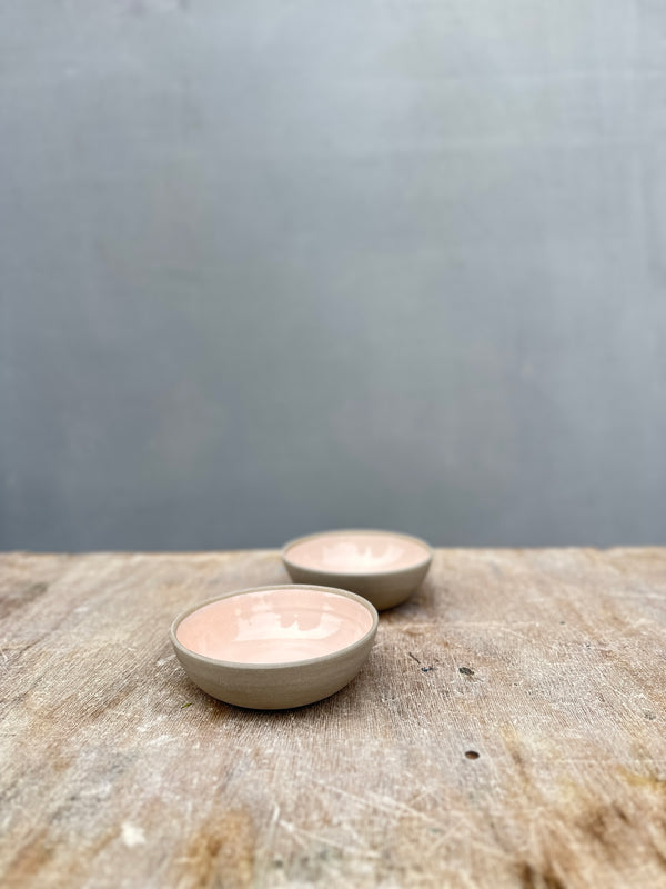 Stone & Color Hand-Thrown Grey Stoneware Bowl in Pastel Pink