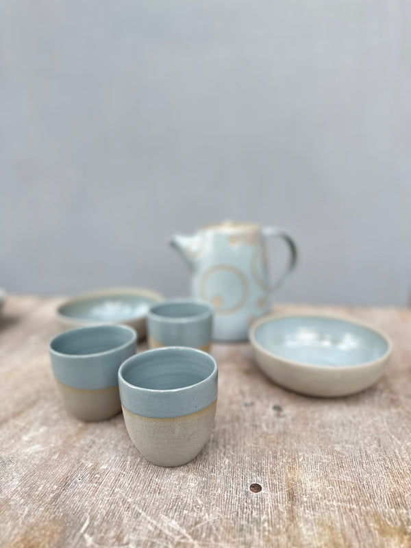 Stone & Color // Grey + Vintage Green // Cafe cups no handles.