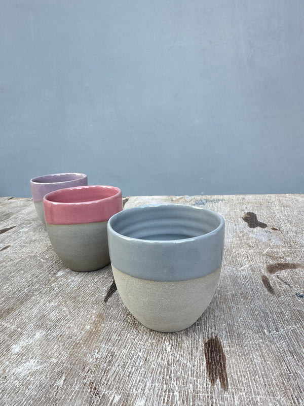 Stone & Color // Grey + Vintage Green // Cafe cups no handles.