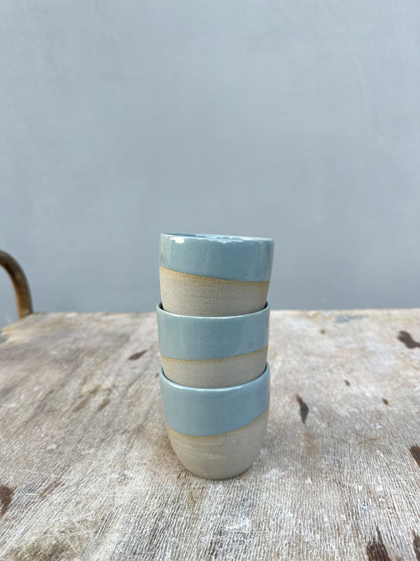 Stone & Color // Grey + Vintage Green // Cafe cups no handles.