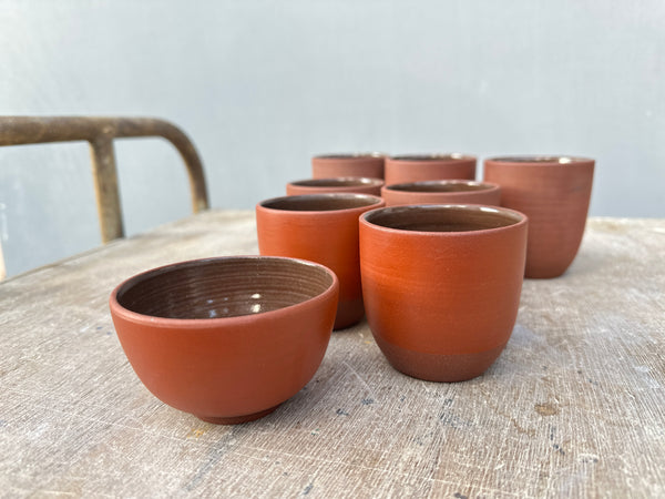 Cafe Cups Rock  no handles - Red Earth with Red Terra Sigillata - koffie kopjes zonder oor.