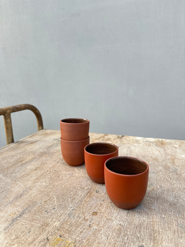 Cafe Cups Rock  no handles - Red Earth with Red Terra Sigillata - koffie kopjes zonder oor.