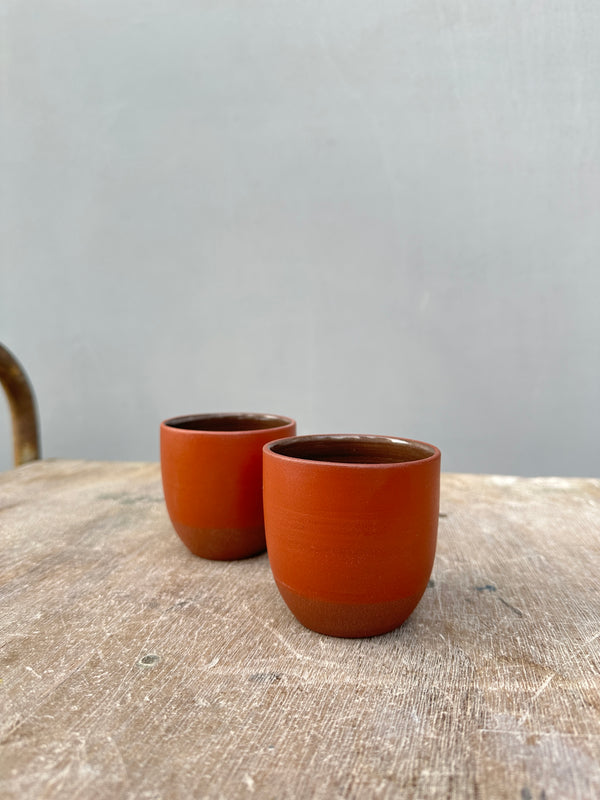 Cafe Cups Rock  no handles - Red Earth with Red Terra Sigillata - koffie kopjes zonder oor.