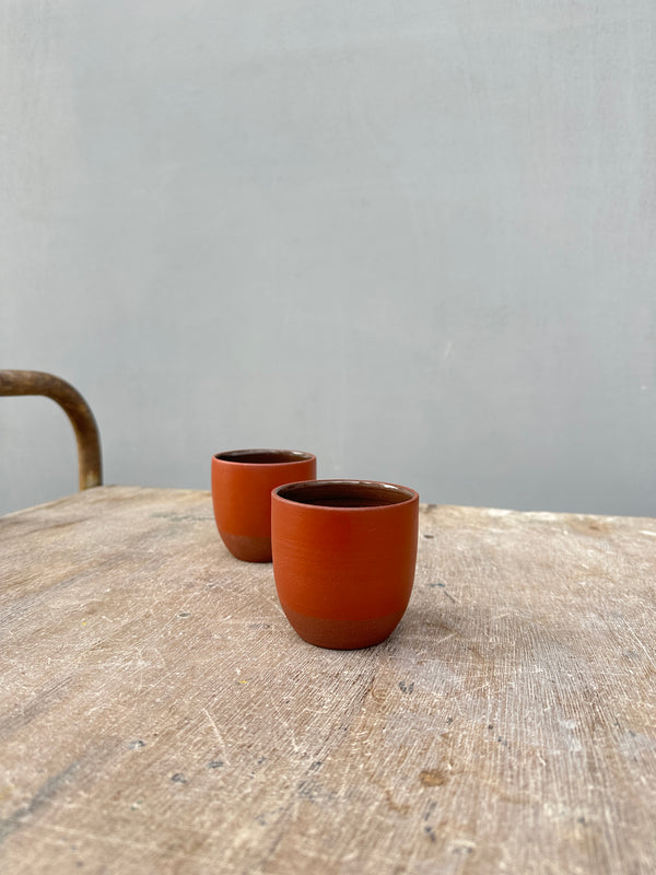 Cafe Cups Rock  no handles - Red Earth with Red Terra Sigillata - koffie kopjes zonder oor.