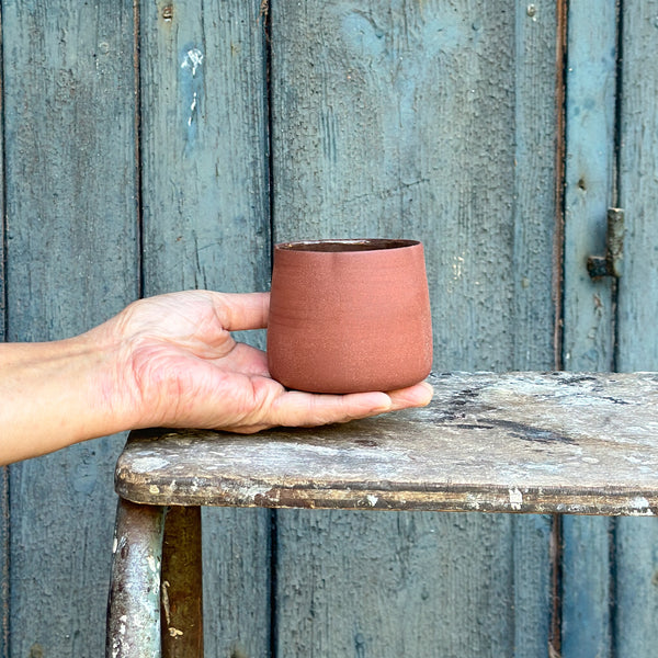 Handcrafted Japanese inspired Blossom Clay Cup  - in Red Earth