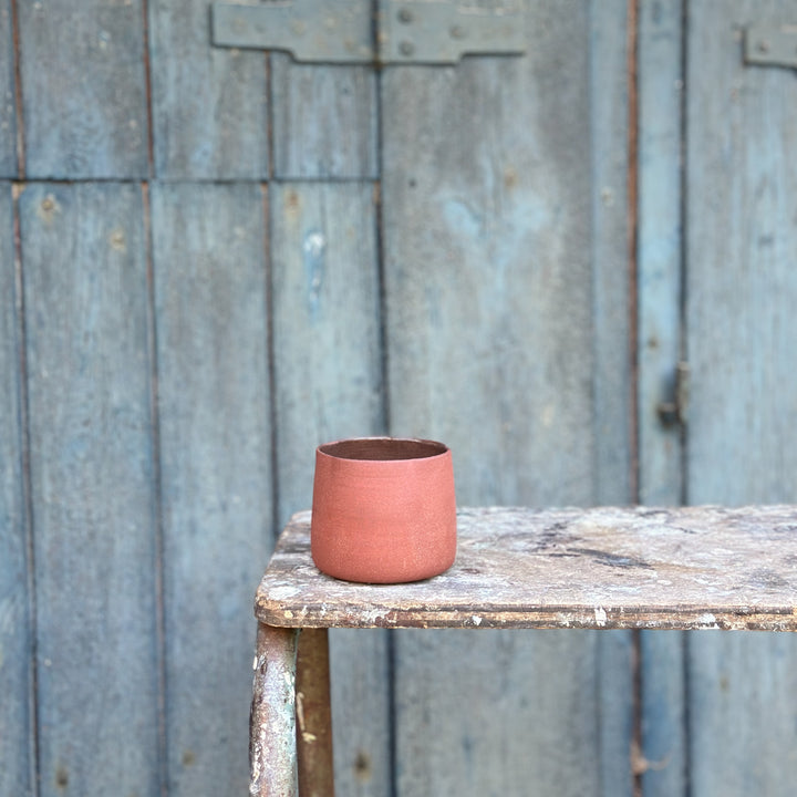 Handcrafted Japanese inspired Blossom Clay Cup  - in Red Earth