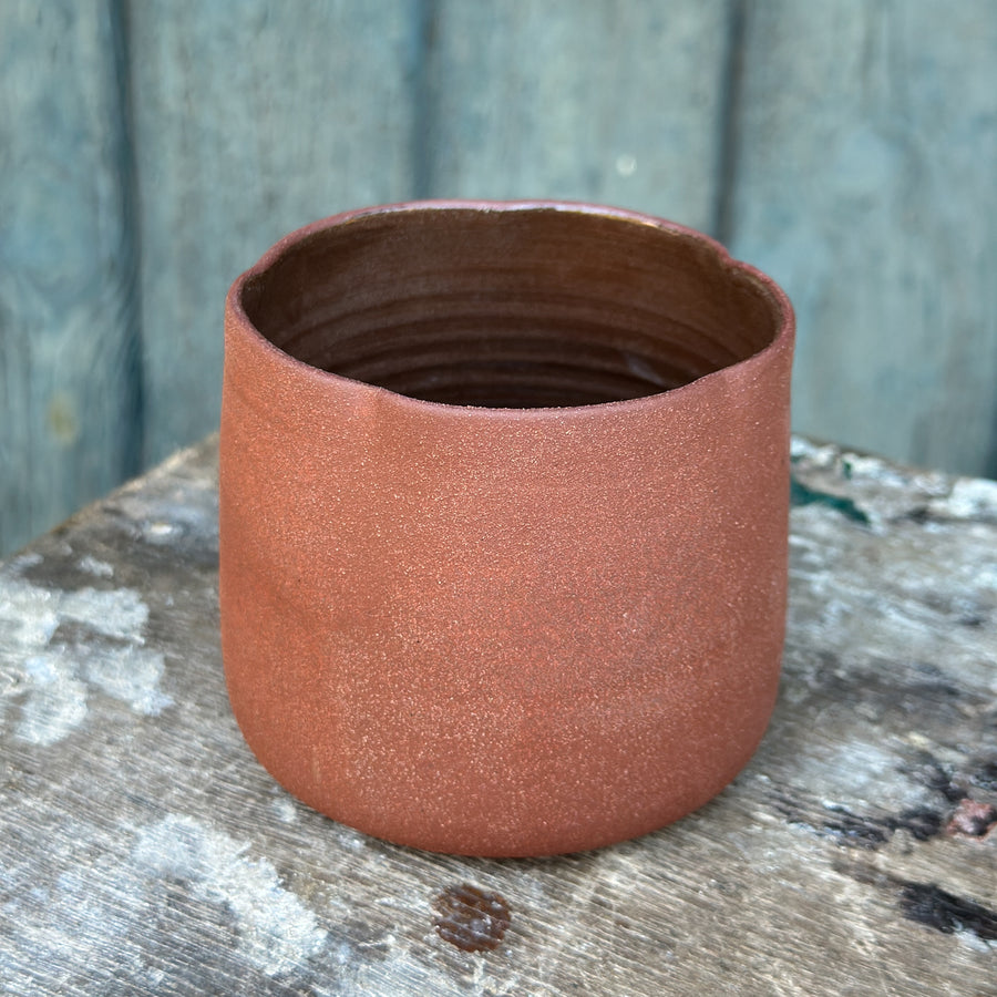 Handcrafted Japanese inspired Blossom Clay Cup  - in Red Earth