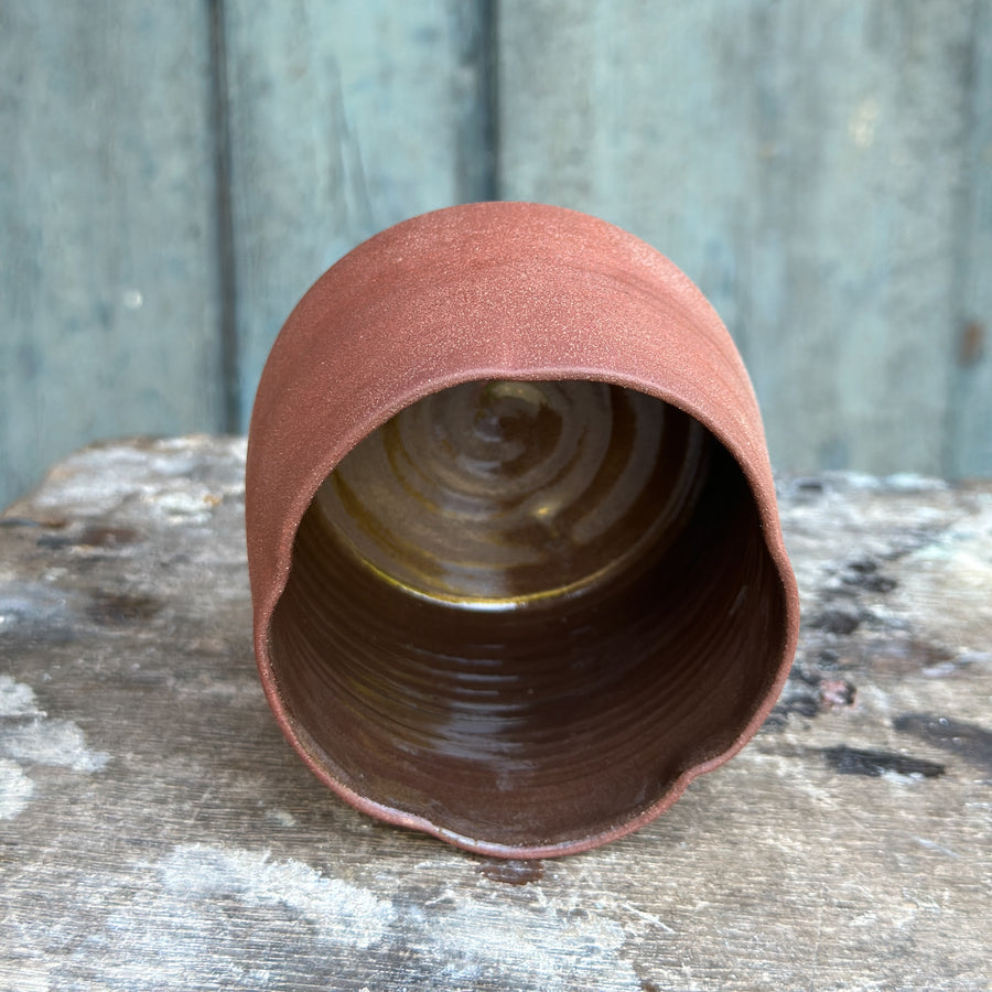 Handcrafted Japanese inspired Blossom Clay Cup  - in Red Earth