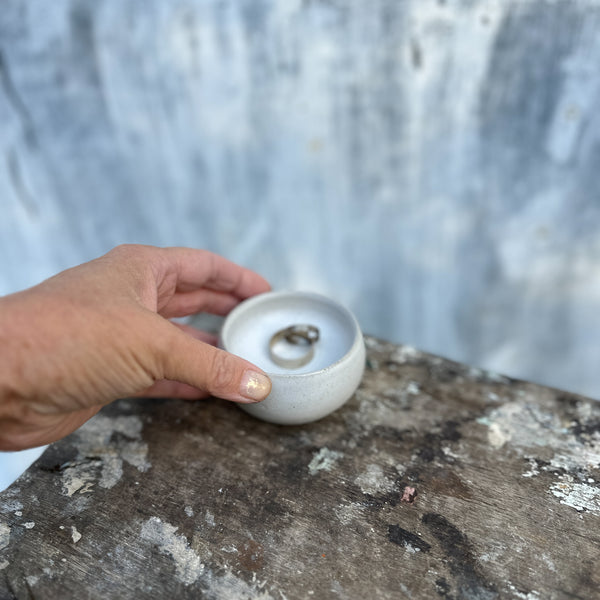 Ceramic jewelry dish - Lunar Voids - Hollow Ceramics in Satin Matt White.