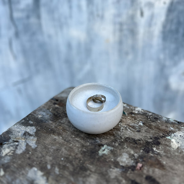 Ceramic jewelry dish - Lunar Voids - Hollow Ceramics in Satin Matt White.