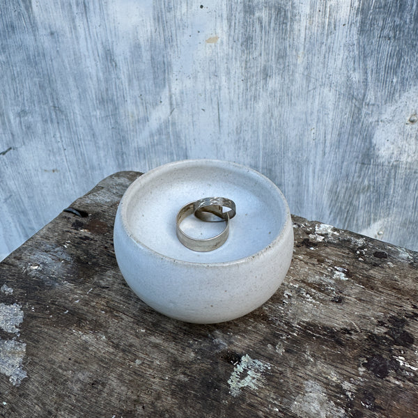 Ceramic jewelry dish - Lunar Voids - Hollow Ceramics in Satin Matt White.