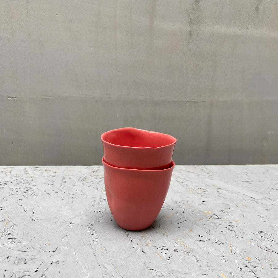 Color porcelain - set 2 cups - Subtle red