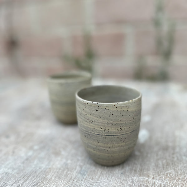 250ml. Cafe Lungo cups in Mixed reclaimed stoneware clay - Marble pattern B - no handles. (kopie)