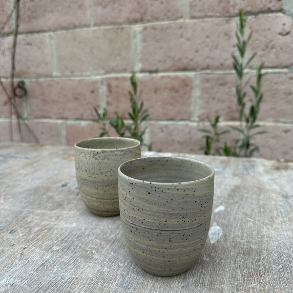 250ml. Cafe Lungo cups in Mixed reclaimed stoneware clay - Marble pattern B - no handles. (kopie)