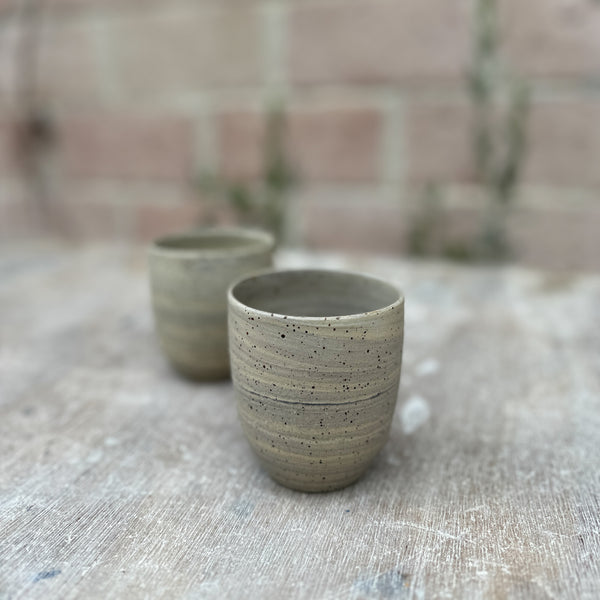 250ml. Cafe Lungo cups in Mixed reclaimed stoneware clay - Marble pattern B - no handles. (kopie)