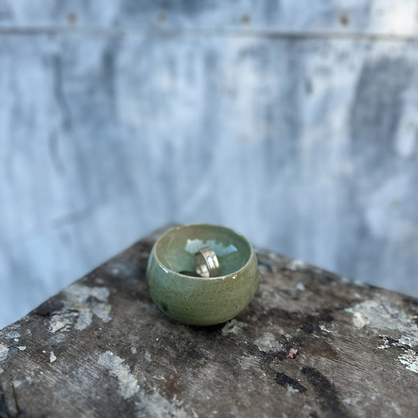 Ceramic jewelry dish - Lunar Voids - Hollow Ceramics in Lively green glaze