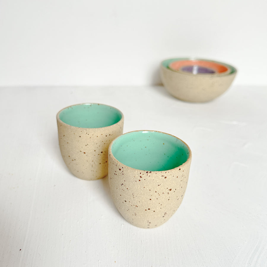 Yellow + Spots //  Ristretto cups {old version} Ice green // set of 2