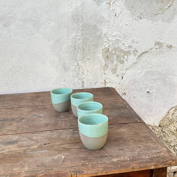 Stone & Color | Grey + Ice green - Cafe cups no handles.