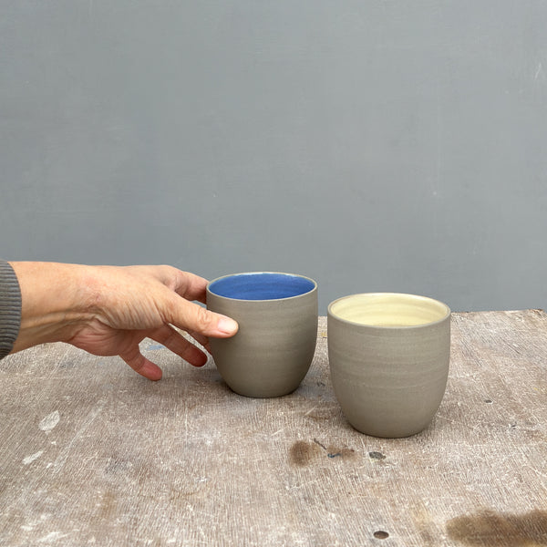 320 ml cups grey stoneware clay