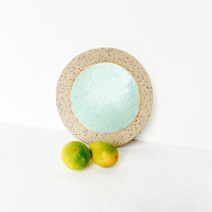 Yellow + Spot // small plate naked rim [ 6 1/4"] // Ice green