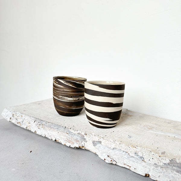 Cafe Lungo cups no handles // Big Marble // Off white + Slate