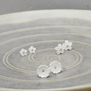 Earring - Pure Porcelain - Fleur Du Joly on small earwires.