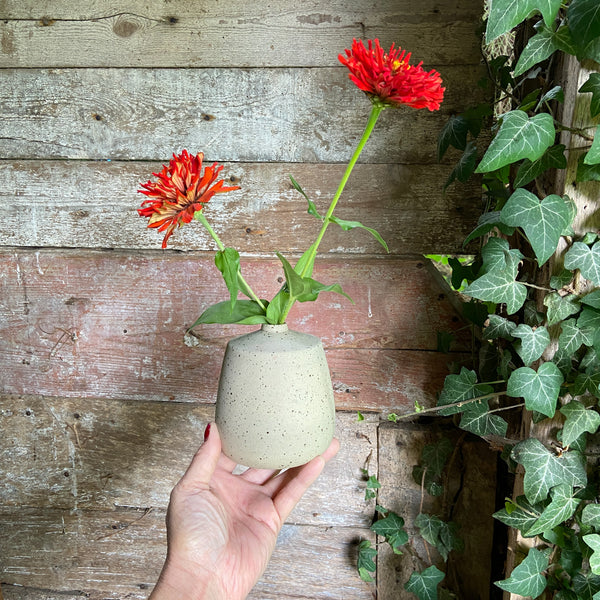 Medium vase with sharp shoulders and sweet little neck - Caramel speckled.