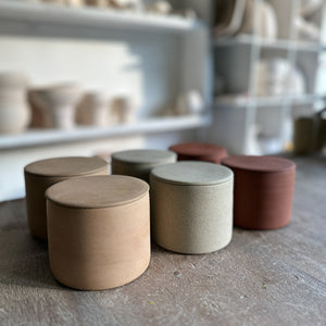 modern cilinder stoneware lidded jars