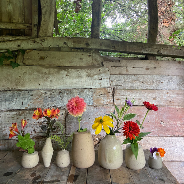 Medium vase with sharp shoulders and sweet little neck - Caramel speckled.