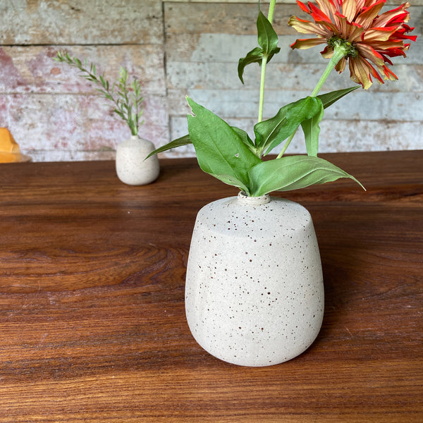 Medium vase with sharp shoulders and sweet little neck - Caramel speckled.