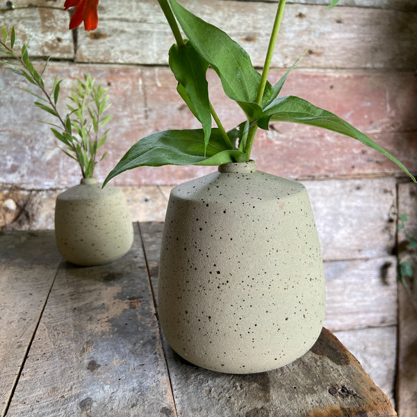 Medium vase with sharp shoulders and sweet little neck - Caramel speckled.