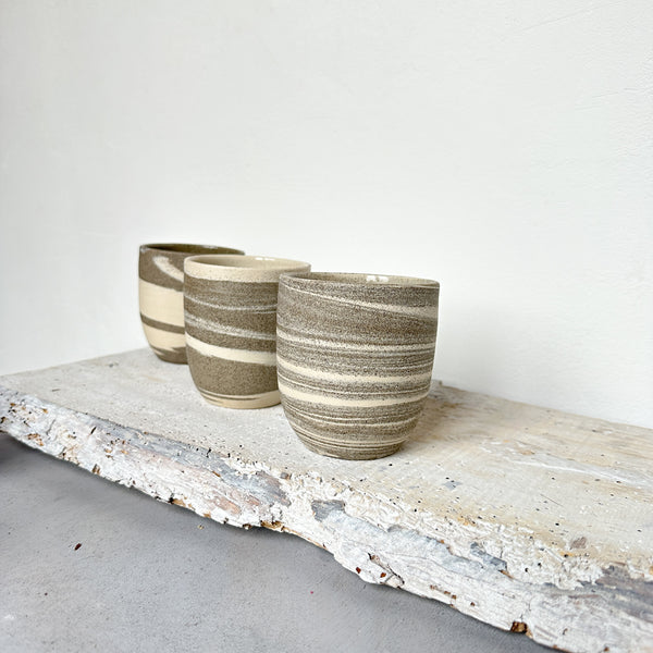 Cafe Lungo cups no handles // Fine Marble // Off white + grey speckled