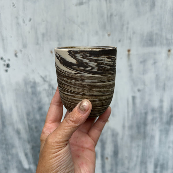 Cafe Lungo cups no handles // Fine Marble // Off white + Slate