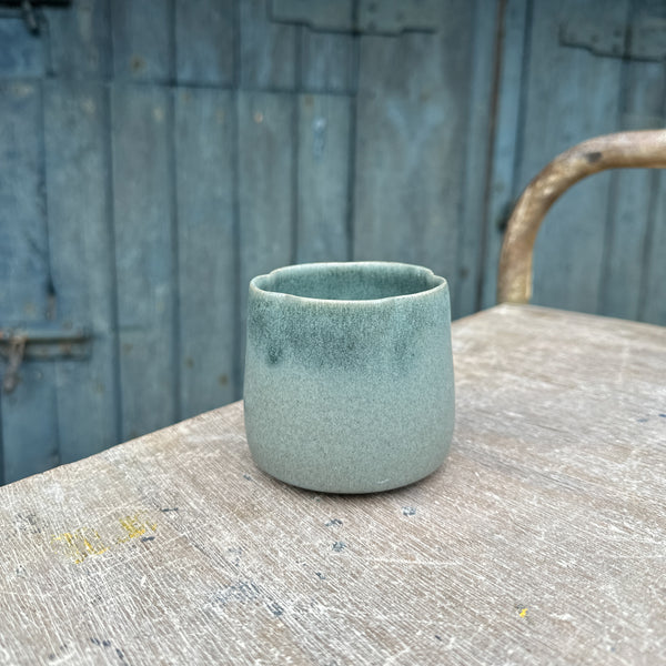 matt teal glaze cup