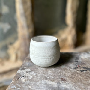 Handmade cup - Matt white glaze over texture