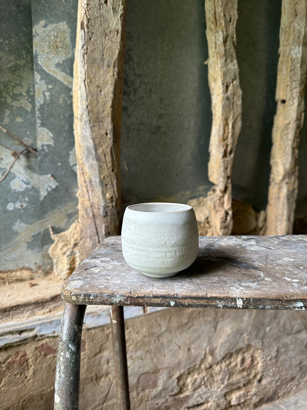 Handmade cup - Matt white glaze over texture