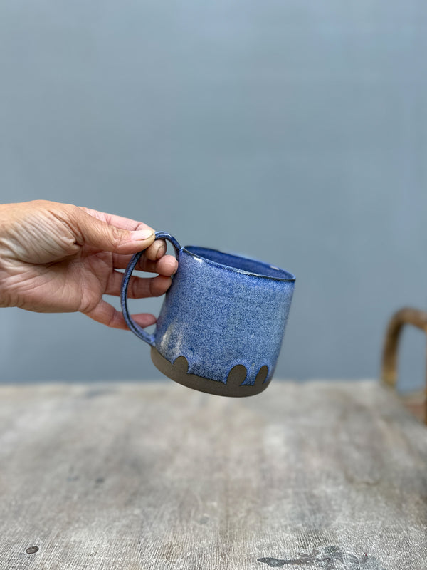XXL Lazy & Relax mug in Antharzite & Egyptian Blue glaze + Fingermarks! -  500ml. (16,9 Fl.Oz.)